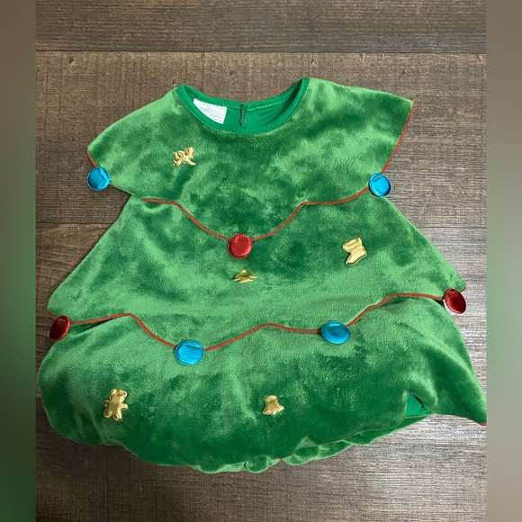 TRIM A HOME Green Christmas Tree Dress , Hat & Shoes Set Size 2T-4T - Picture 3 of 7